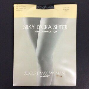 August Max Woman Silky Sheer Light Control Top Hosiery Jet Black Size 3X